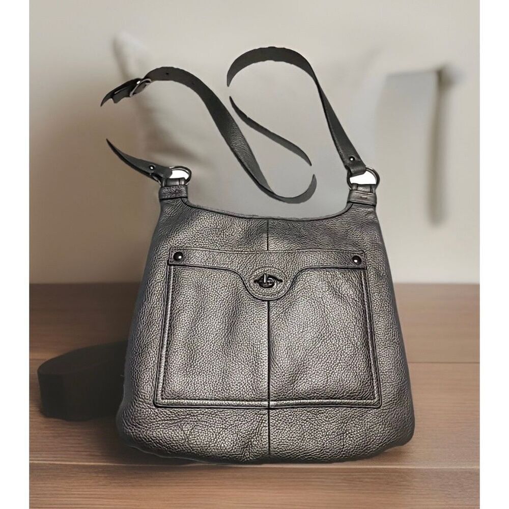Coach Metallic Pebbled Leather Crossbody Purse & Wallet Set J1168-F16533